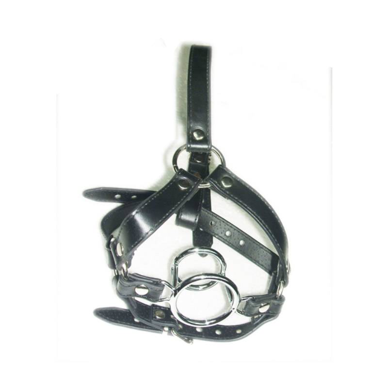 0302030 Dual Ring Mouth Gag Ball Gags Head Harness Fetish Forced Open Mouth